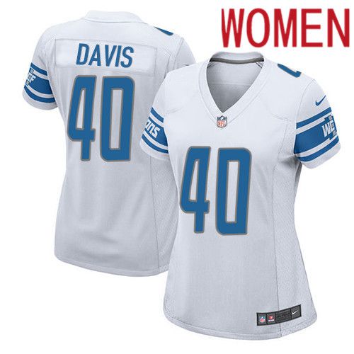 Women Detroit Lions #40 Jarrad Davis Nike White Game Player NFL Jersey